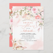 Invitation PixDezines H2 Blush Roses Hydrangea Fête des marié (Devant / Derrière)