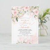 Invitation PixDezines H2 Blush Roses Hydrangea Fête des marié (Debout devant)