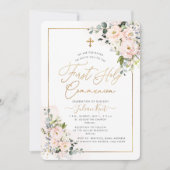 Invitation PixDezines H2 Blush Roses première sainte communio (Devant)