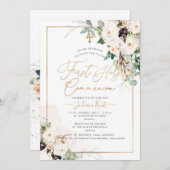 Invitation PixDezines H2 Blush Roses première sainte communio (Devant / Derrière)