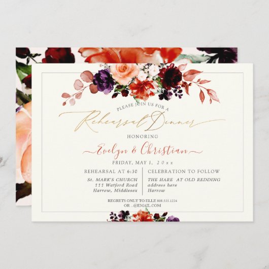 Invitation PixDezines H2 Bouquets Automne Fleurs en Foliage (Devant / Derrière)