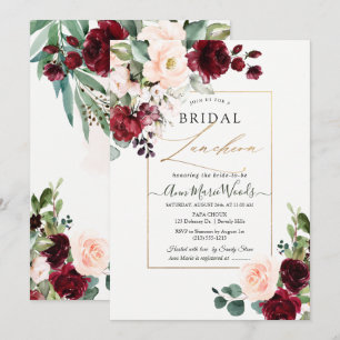 Invitation PixDezines H2 Burgundy Blush Bridal Luncheon