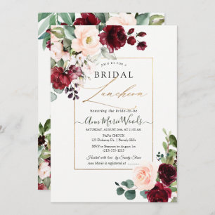 Invitation PixDezines H2 Burgundy Blush Bridal Luncheon