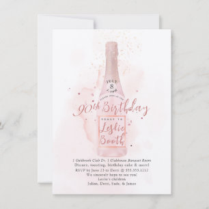 Invitation PixDezines H2 Champagne Rose 90 Anniversaire