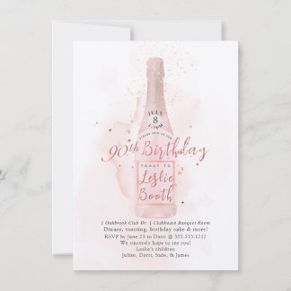 Invitation PixDezines H2 Champagne Rose 90 Anniversaire