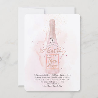 Invitation PixDezines H2 Champagne Rose 90 Anniversaire Bkupf