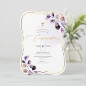 Invitation PixDezines H2 Confirmation Violet Eucalyptus (Debout devant)