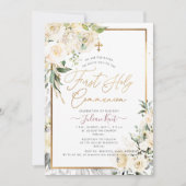 Invitation PixDezines H2 Crème Rose Première Communion Sainte (Devant)