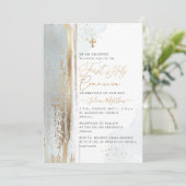 Invitation PixDezines H2 Dusty Blue First Holy Communion (Debout devant)