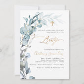 Invitation PixDezines H2 Dusty Blue Gum Eucalyptus Bautizo (Devant)