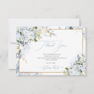 Invitation PixDezines H2 Dusty Blue Roses Baptême Merci