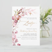 Invitation PixDezines H2 Dusty Blush Gum Eucalyptus Bautizo (Debout devant)