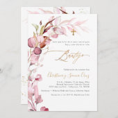 Invitation PixDezines H2 Dusty Blush Gum Eucalyptus Bautizo (Devant / Derrière)