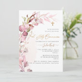 Invitation PixDezines H2 Dusty Blush Gum Foliage Communion (Debout devant)