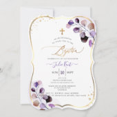 Invitation PixDezines H2 Dusty Purple Gum Eucalyptus Baptême (Devant)