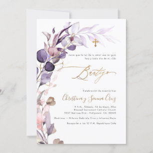 Invitation PixDezines H2 Dusty Purple Gum Eucalyptus Bautizo