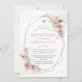 Invitation PixDezines H2 Dusty Rose Bat mitzvah (Devant)
