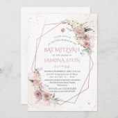 Invitation PixDezines H2 Dusty Rose Bat mitzvah (Devant / Derrière)