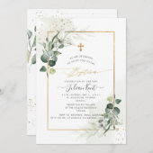 Invitation PixDezines H2 Eucalyptus Baptême (Devant / Derrière)