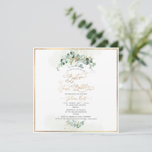 Invitation PixDezines H2 Eucalyptus Baptême Premier Anniversa
