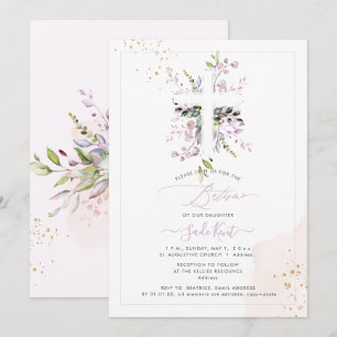Invitation PixDezines H2 Eucalyptus Rose Batême