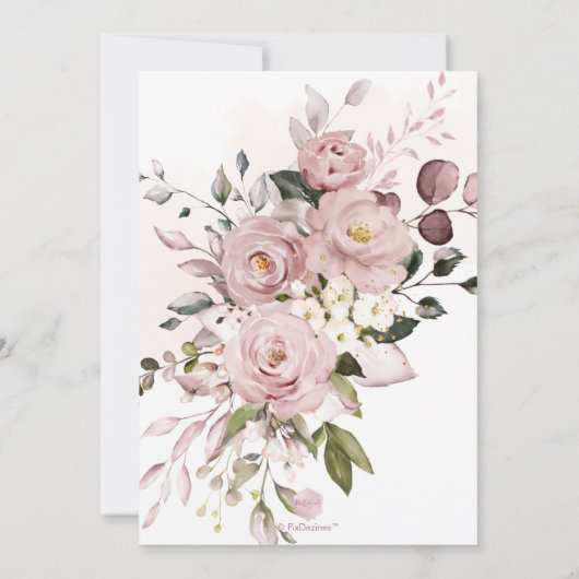 Invitation PixDezines H2 Fleurs Dusty Rose Hydrangeas (Dos)