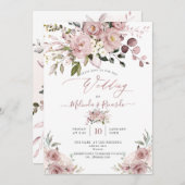 Invitation PixDezines H2 Fleurs Dusty Rose Hydrangeas (Devant / Derrière)