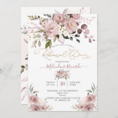 Invitation PixDezines H2 Fleurs Dusty Rose Hydrangeas (Devant / Derrière)