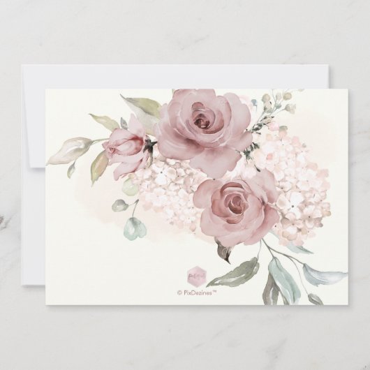 Invitation PixDezines H2 Fleurs Roses Dusty (Dos)