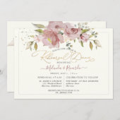 Invitation PixDezines H2 Fleurs Roses Dusty (Devant / Derrière)