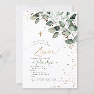 Invitation PixDezines H2 Gomme Rustique Eucalyptus Baptême