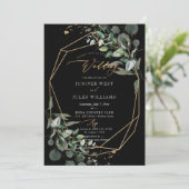 Invitation PixDezines H2 Green Gold Eucalyptus Mariage (Debout devant)