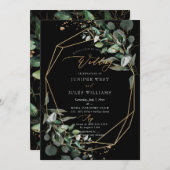 Invitation PixDezines H2 Green Gold Eucalyptus Mariage (Devant / Derrière)