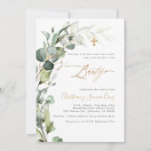 Invitation PixDezines H2 Greenery Gum Foliage Bautizo (Devant)
