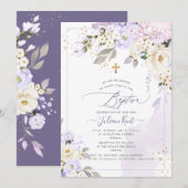 Invitation PixDezines H2 Hortensias Crème Roses Baptême (Devant / Derrière)