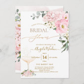 Invitation PixDezines H2 Hydrangea Roses Fuschies Shower de M (Devant / Derrière)