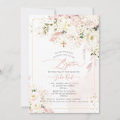 Invitation PixDezines H2 Hydrangeas Blush Rose Baptême (Devant)