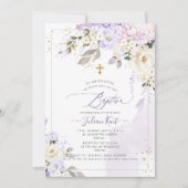 Invitation PixDezines H2 Hydrangeas Crème Roses Baptême (Devant)