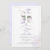 Invitation PixDezines H2 Lilac Purple Eucalyptus Baptême (Devant / Derrière)