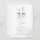 Invitation PixDezines H2 Lilac Purple Eucalyptus Batismo (Devant)