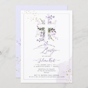Invitation PixDezines H2 Lilac Purple Eucalyptus Bautizo