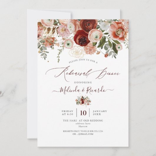 Invitation PixDezines H2 Marsala Automne Botanique (Devant)