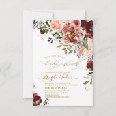 Invitation PixDezines H2 Marsala Rouge Fête des mariées d'aut (Devant)