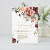 Invitation PixDezines H2 Marsala Rouge Fête des mariées d'aut (Debout devant)