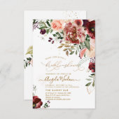 Invitation PixDezines H2 Marsala Rouge Fête des mariées d'aut (Devant / Derrière)