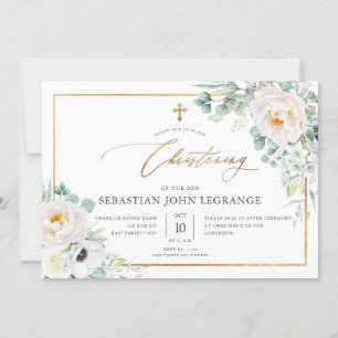 Invitation PixDezines H2 Peonies Eucalyptus Christening