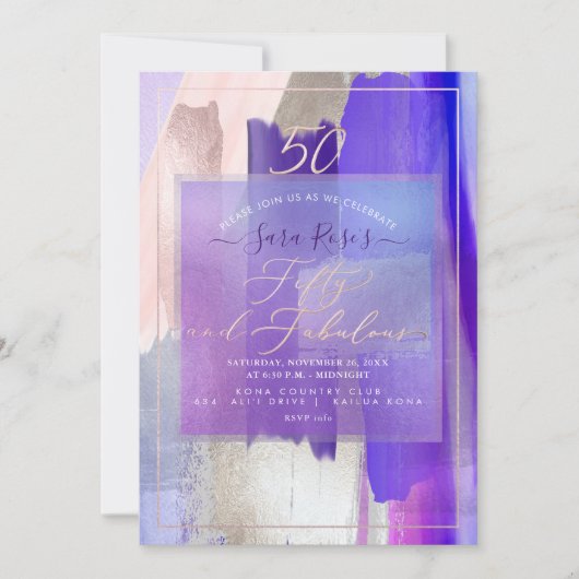 Invitation PixDezines H2 Purple Swatches 50e anniversaire (Devant)