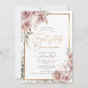 Invitation PixDezines H2 Rose Poussiéreuse Première Sainte Co