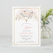Invitation PixDezines H2 Roses Fleurs Baptême (Debout devant)