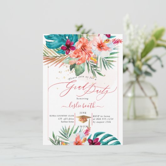 Invitation PixDezines H2 Tropical Paradise Luau Diplôme En (Debout devant)